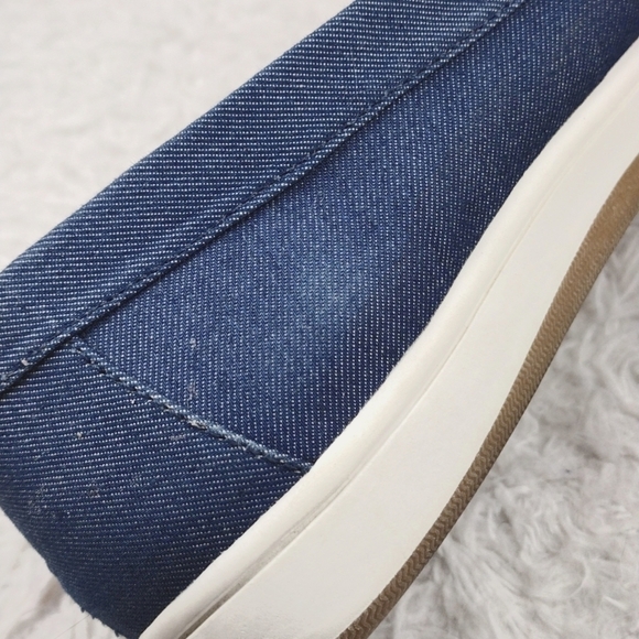 Lands' End Blue Denim Fabric Upper Square Toe Slip On Flat Casual Loafer Shoe - Picture 15 of 16
